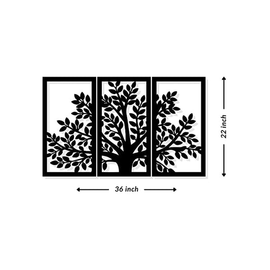 Artrooms 3 Trees Metal Wall Art - Wall Decoration | Wall Hanging (36x22 inch) | Black Matte Finish