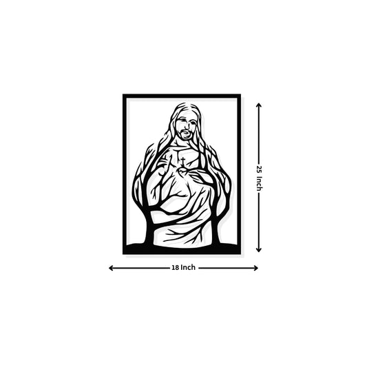 Artrooms Jesus Metal Wall Art - Wall Decoration|Wall Hanging (18x25 inch)|Black Matte Finish