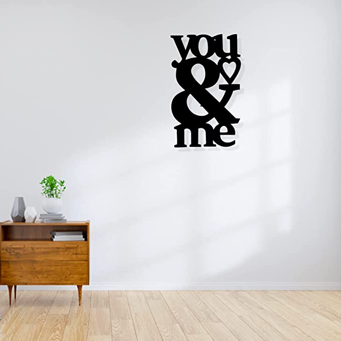 Artrooms You & Me Metal Wall Art - Wall Decoration | Wall Hanging (16x25 inch) | Black Matte Finish