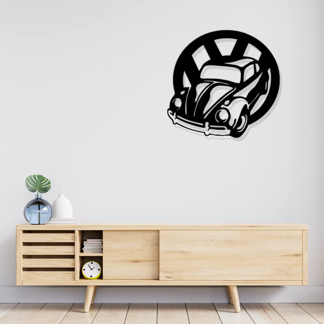 Artrooms Car Metal Wall Art - Wall Decoration | Wall Hanging | Black Matte Finish
