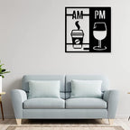 Artrooms AM PM Metal Wall Art - Wall Decoration | Wall Hanging | Black Matte Finish