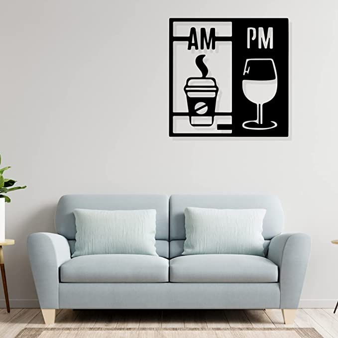 Artrooms AM PM Metal Wall Art - Wall Decoration | Wall Hanging | Black Matte Finish