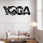 Artrooms Yoga Metal Wall Art - Wall Decoration | Wall Hanging (25x10 inch) | Black Matte Finish