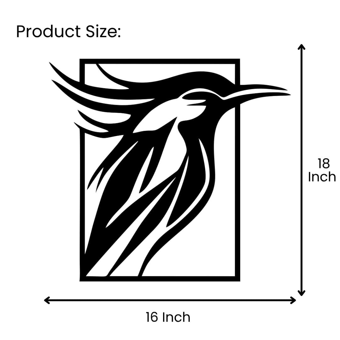 Artrooms Bird Metal Wall Art -  Wall Decoration | Wall Hanging (16x18 inch) | Black Matte Finish