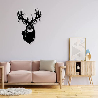 Artrooms Raindeer Metal Wall Art - Wall Decoration | Wall Hanging (17x25 inch) | Black Matte Finish