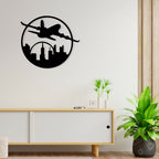 Artrooms Airplane Metal Wall Art - Wall Decoration | Wall Hanging (25x22 inch) | Black Matte Finish