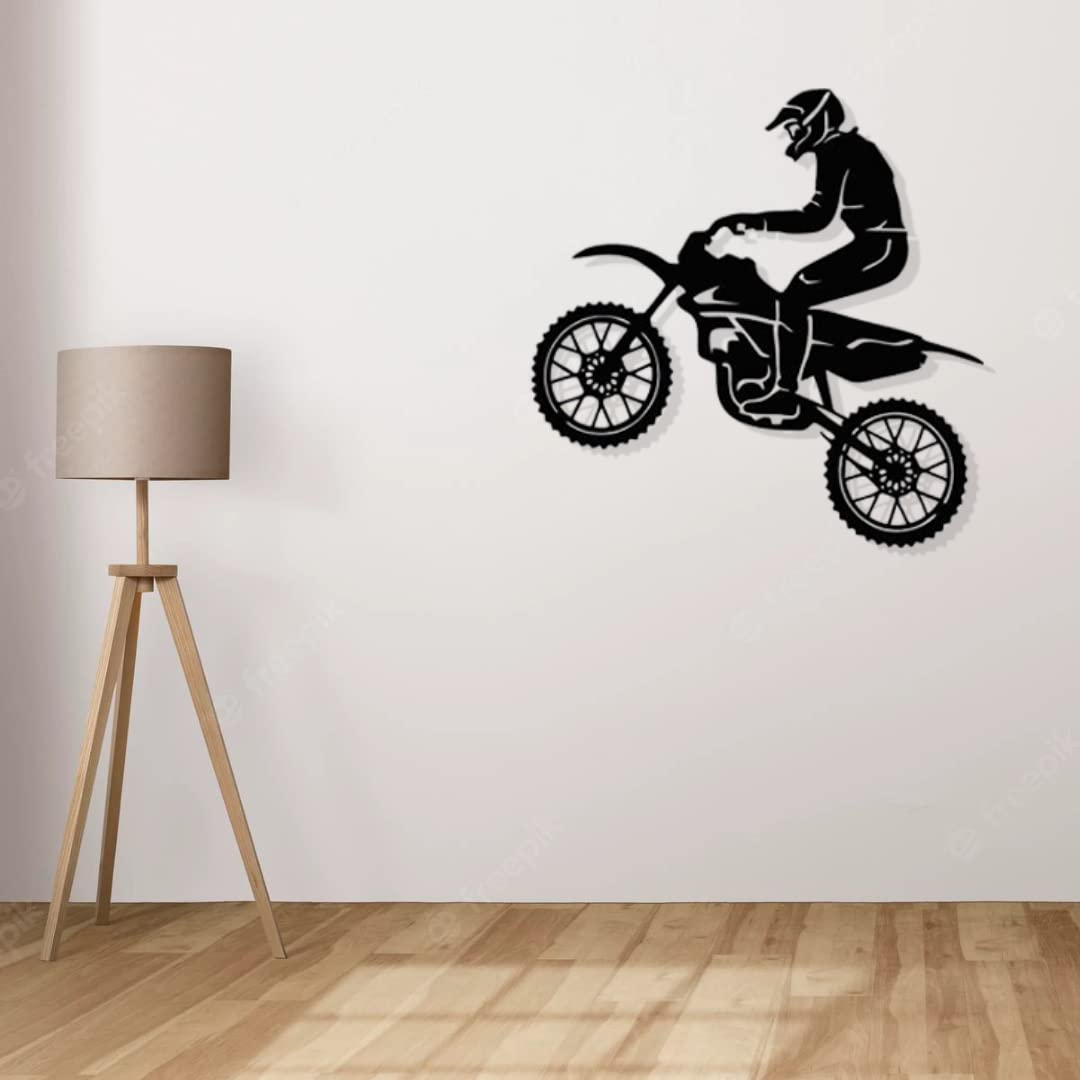 Artrooms Biker Metal Wall Art - Wall Decoration | Wall Hanging | Black Matte Finish