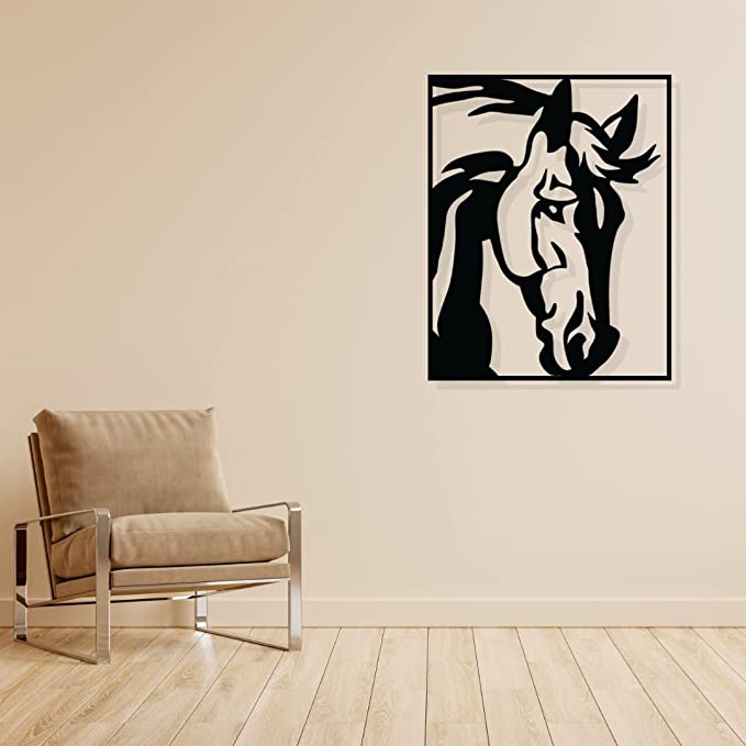 Artrooms Horse Metal Wall Art - Wall Decoration | Wall Hanging (20x25 inch) | Black Matte Finish