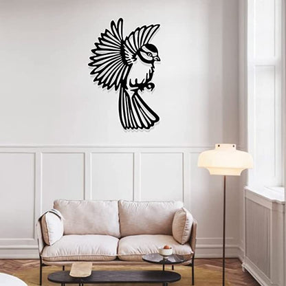 Artrooms Sparrow Bird Metal Wall Art - Wall Decoration | Wall Hanging (16x25 inch) | Black Matte Finish