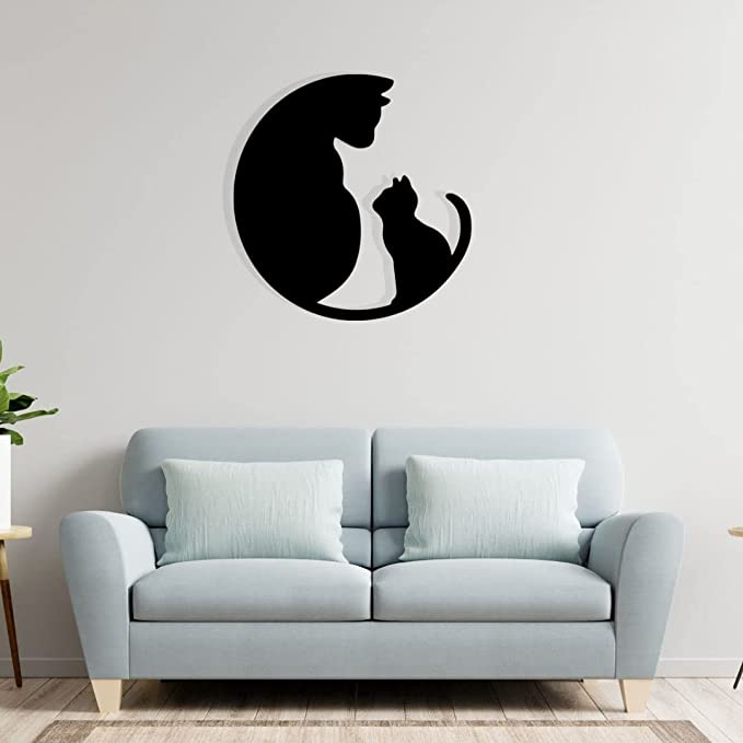 Artrooms Cats Metal Wall Art - Wall Decoration | Wall Hanging (24x25 inch) | Black Matte Finish