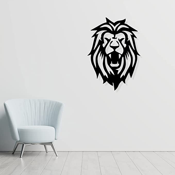 Artrooms Lion Metal Wall Art - Wall Decoration | Wall Hanging (18x25 inch) | Black Matte Finish