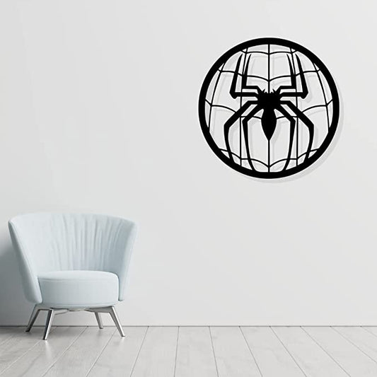 Artrooms Spider Metal Wall Art - Wall Decoration | Wall Hanging (24x24 inch) | Black Matte Finish