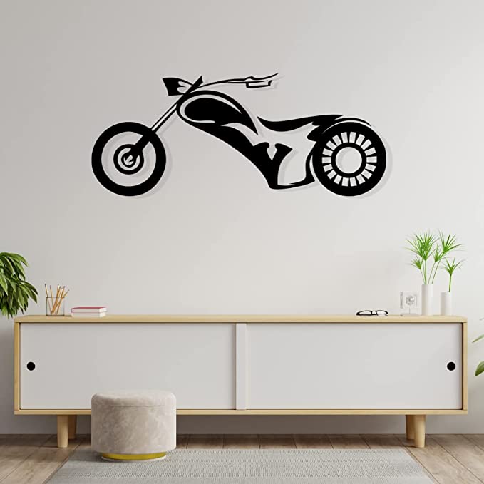 Artrooms Bike Metal Wall Art - Wall Decoration | Wall Hanging (25x12 inch) | Black Matte Finish