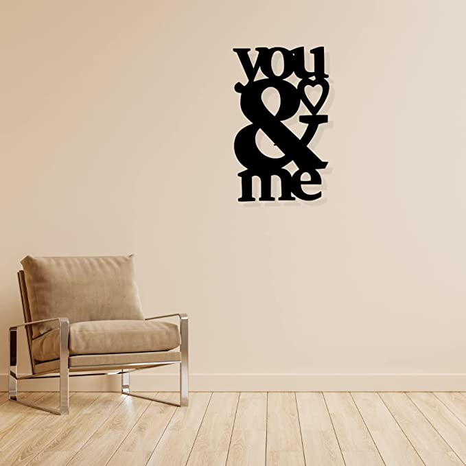 Artrooms You & Me Metal Wall Art - Wall Decoration | Wall Hanging (16x25 inch) | Black Matte Finish