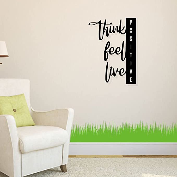 Artrooms Think, Feel, Live Metal Wall Art - Wall Decoration | Wall Hanging (18x25 inch) | Black Matte Finish