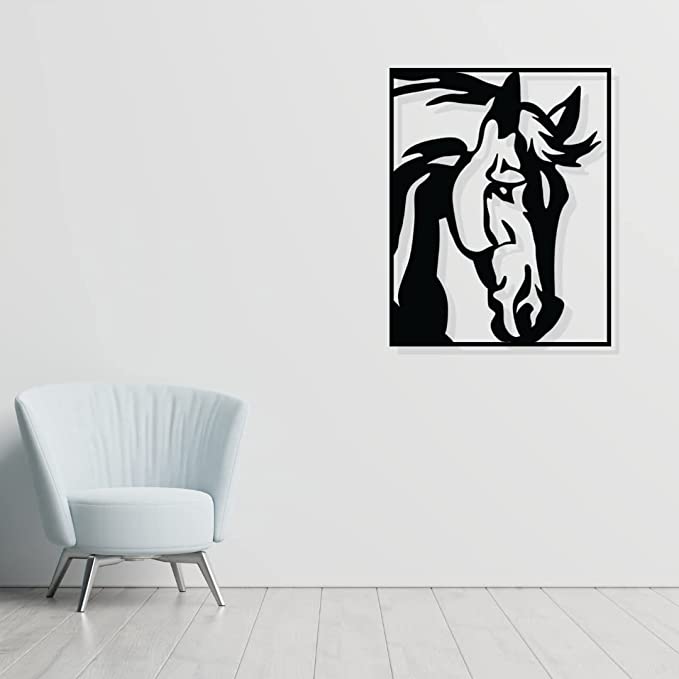 Artrooms Horse Metal Wall Art - Wall Decoration | Wall Hanging (20x25 inch) | Black Matte Finish