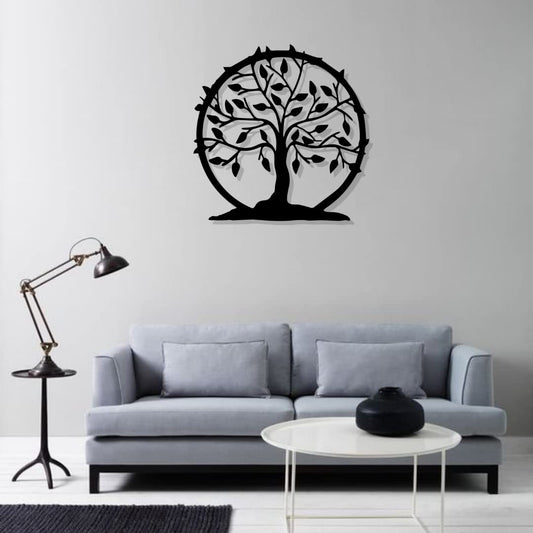 Artrooms Kalpavriksha Tree Metal Wall Art - Wall Decoration | Wall Hanging | Black Matte Finish