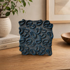 Vintage Hand-Carved Wooden Printing Block – Swirling Paisley Grid