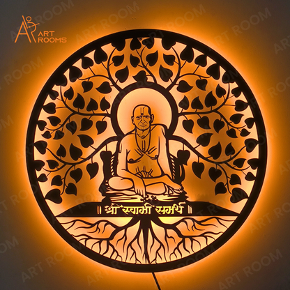 Artrooms Shree Swami Samarth  Metal Wall Art With Light