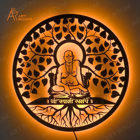 Artrooms Shree Swami Samarth  Metal Wall Art With Light