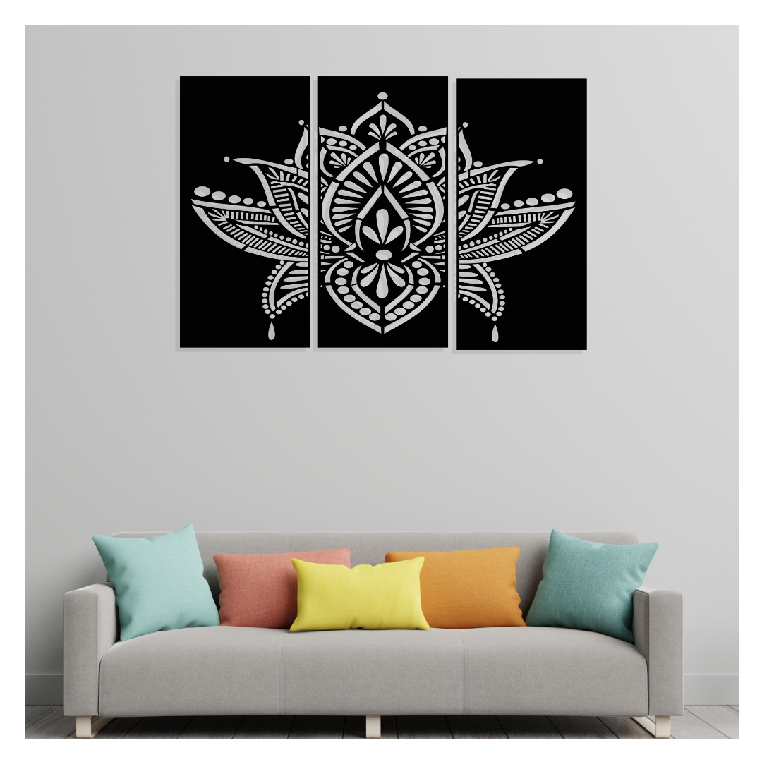 LOTUS Mandala Black framed 9 x offers 12