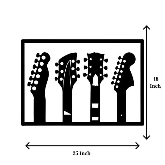 Artrooms Guitar Metal Wall Art - Wall Decoration | Wall Hanging (25x18 inch) | Black Matte Finish