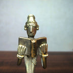 Dhokra Tribal Lady Reading Book on Cot Handmade Home Decor