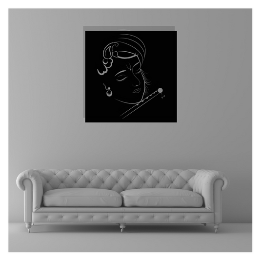 Artrooms Krishna Metal Wall Art - Wall Decoration | Wall Hanging (25x25 inch) | Black Matte Finish