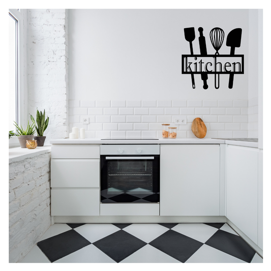 Artrooms Kitchen Metal Wall Art - Wall Decoration | Wall Hanging (25x25 inch) | Black Matte Finish