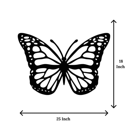 Artrooms Butterfly Metal Wall Art - Wall Decoration | Wall Hanging (25x18 inch) | Black Matte Finish