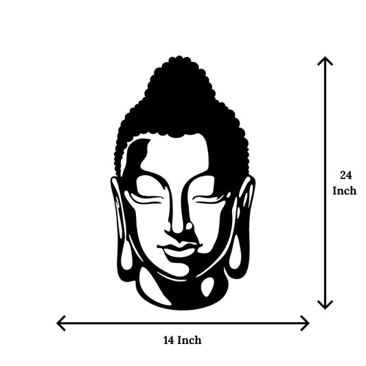 Artrooms Buddha Metal Wall Art - Wall Decoration | Wall Hanging (14x24 inch) | Black Matte Finish