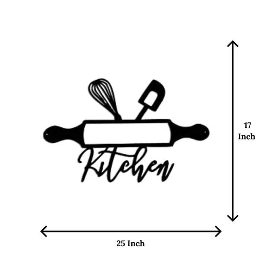 Artrooms Kitchen Metal Wall Art - Wall Decoration | Wall Hanging (25x17 inch) | Black Matte Finish