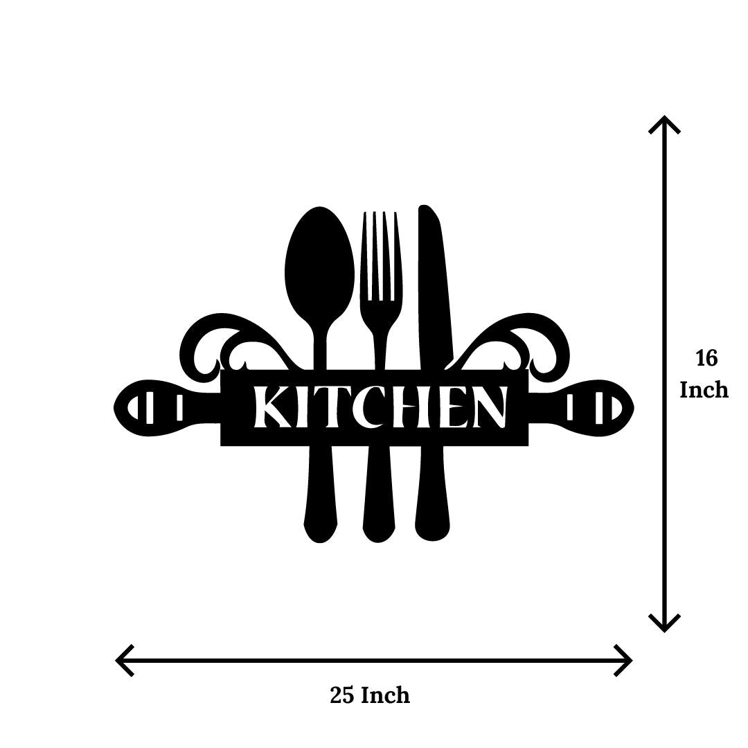 Artrooms kitchen Metal Wall Art - Wall Decoration | Wall Hanging (25x16 inch) | Black Matte Finish