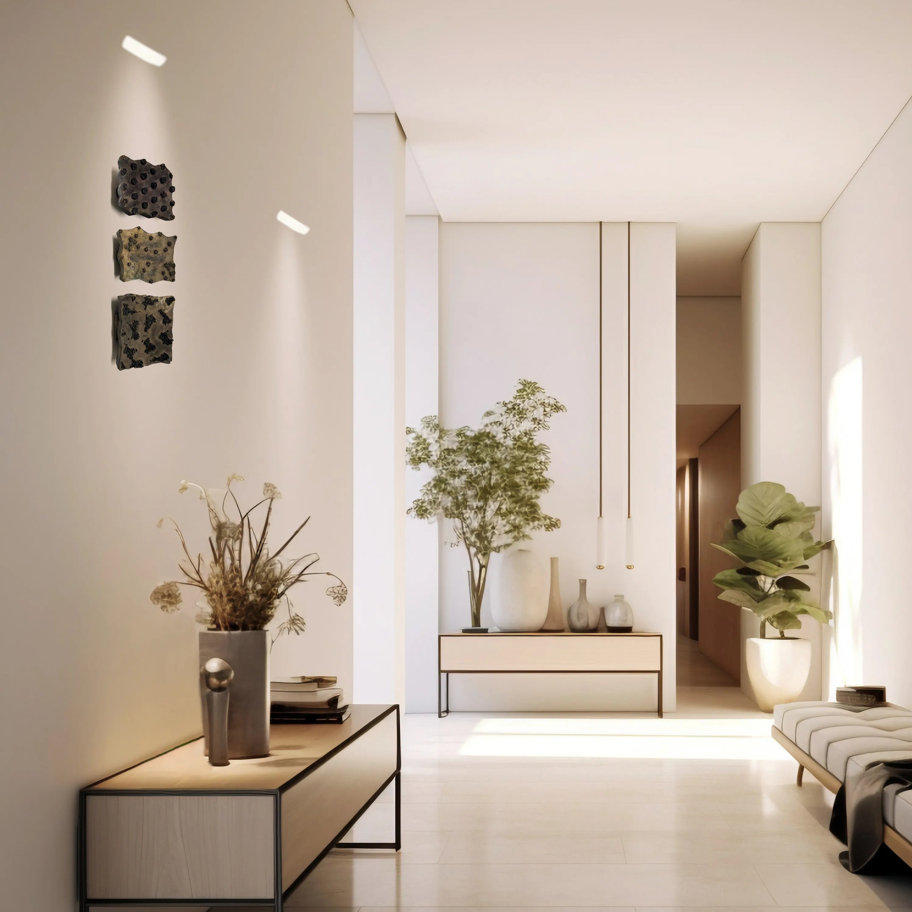 Antique Indian Wooden Printing Blocks Set of 3  Hand-Carved Wall Décor