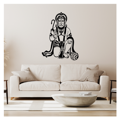 Artrooms Lord Hanuman Metal Wall Art - Wall Decoration | Wall Hanging (19x25 inch) | Black Matte Finish