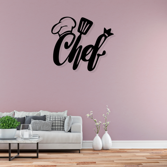 Artrooms Chef Metal Wall Art - Wall Decoration | Wall Hanging (25x21 inch) | Black Matte Finish