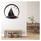 Artrooms Sailboat Metal Wall Art - Wall Decoration | Wall Hanging (24x25 inch) | Black Matte Finish