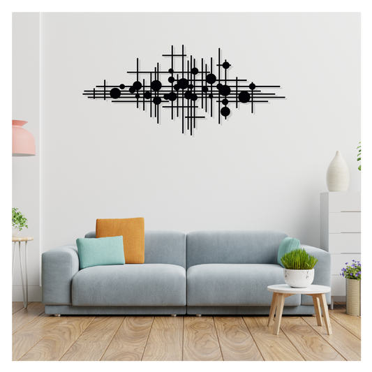 Artrooms Abstract Metal Wall Art - Wall Decoration | Wall Hanging (25x11 inch) | Black Matte Finish