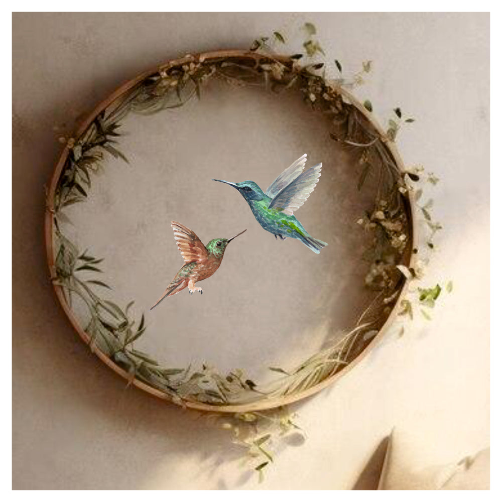 Hummingbird Wall Sticker – pair of vinyl bird wall decals for bedroom décor