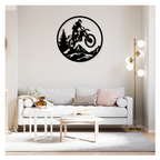 Artrooms  Bike Rider Metal Wall Art - Wall Decoration | Wall Hanging (25x25 inch) | Black Matte Finish