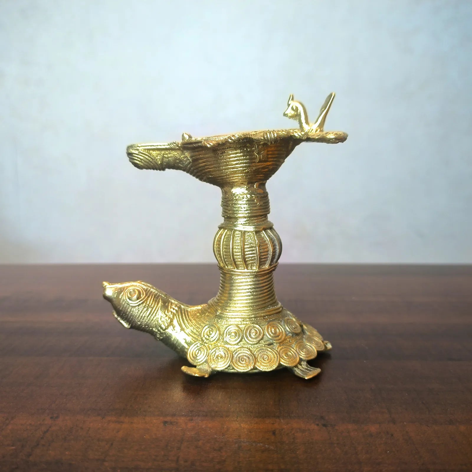 Dhokra Craft Turtle Diya Decor