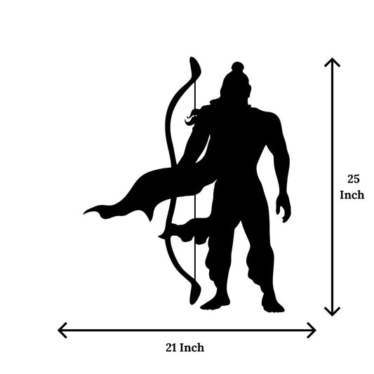 Artrooms Shree Ram Metal Wall Art - Wall Decoration | Wall Hanging (21x25 inch) | Black Matte Finish