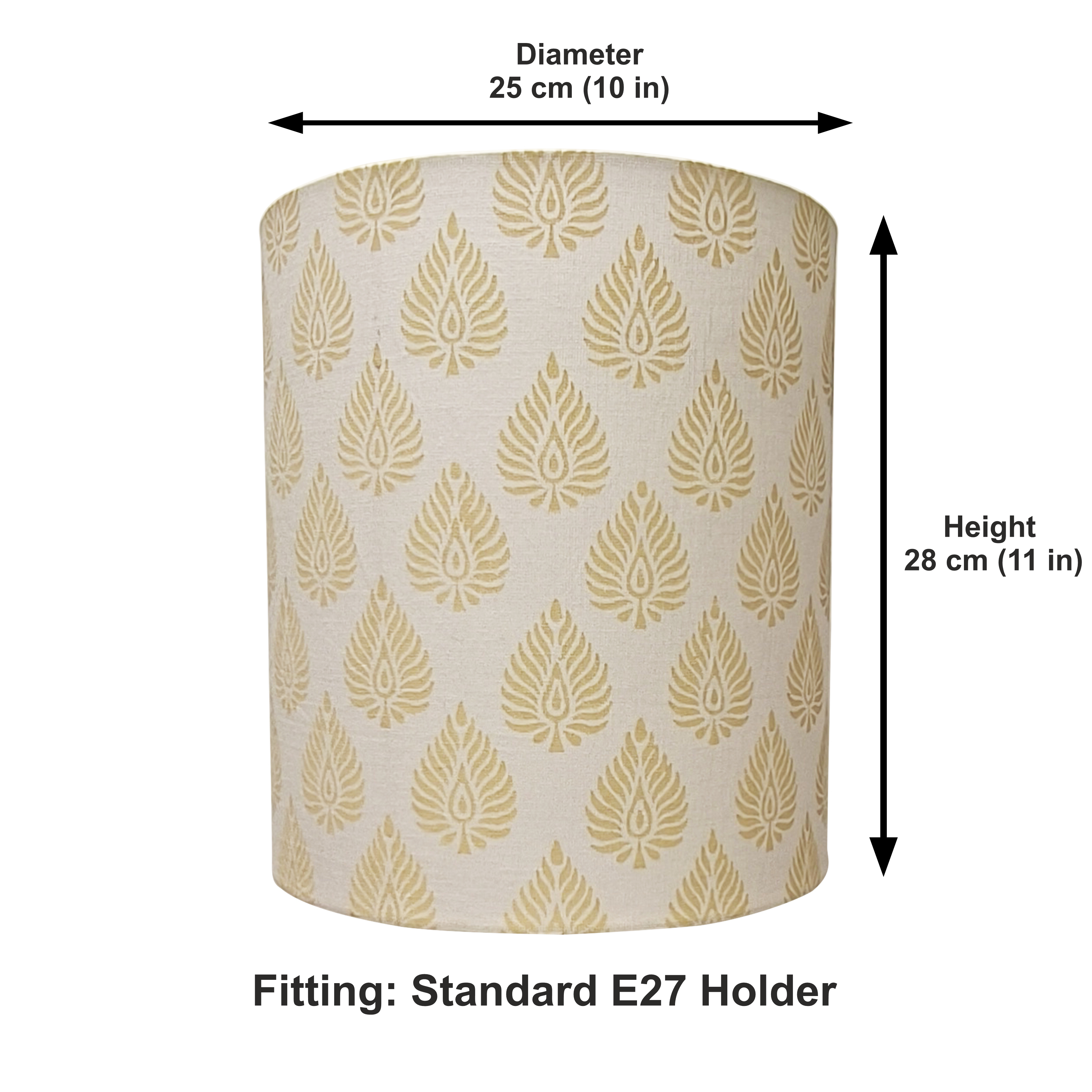 Fabric Lamp Shade – Leaf Block Print Cotton