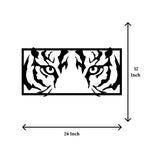 Artrooms Tiger Eyes Metal Wall Art – 24x12 inch | Wild Animal Face Wall Decor for Living Room, Bedroom, Office | Black Matte Finish