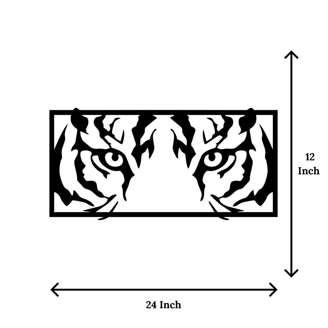 Artrooms Tiger Eyes Metal Wall Art – 24x12 inch | Wild Animal Face Wall Decor for Living Room, Bedroom, Office | Black Matte Finish