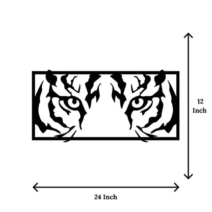 Artrooms Tiger Eyes Metal Wall Art – 24x12 inch | Wild Animal Face Wall Decor for Living Room, Bedroom, Office | Black Matte Finish