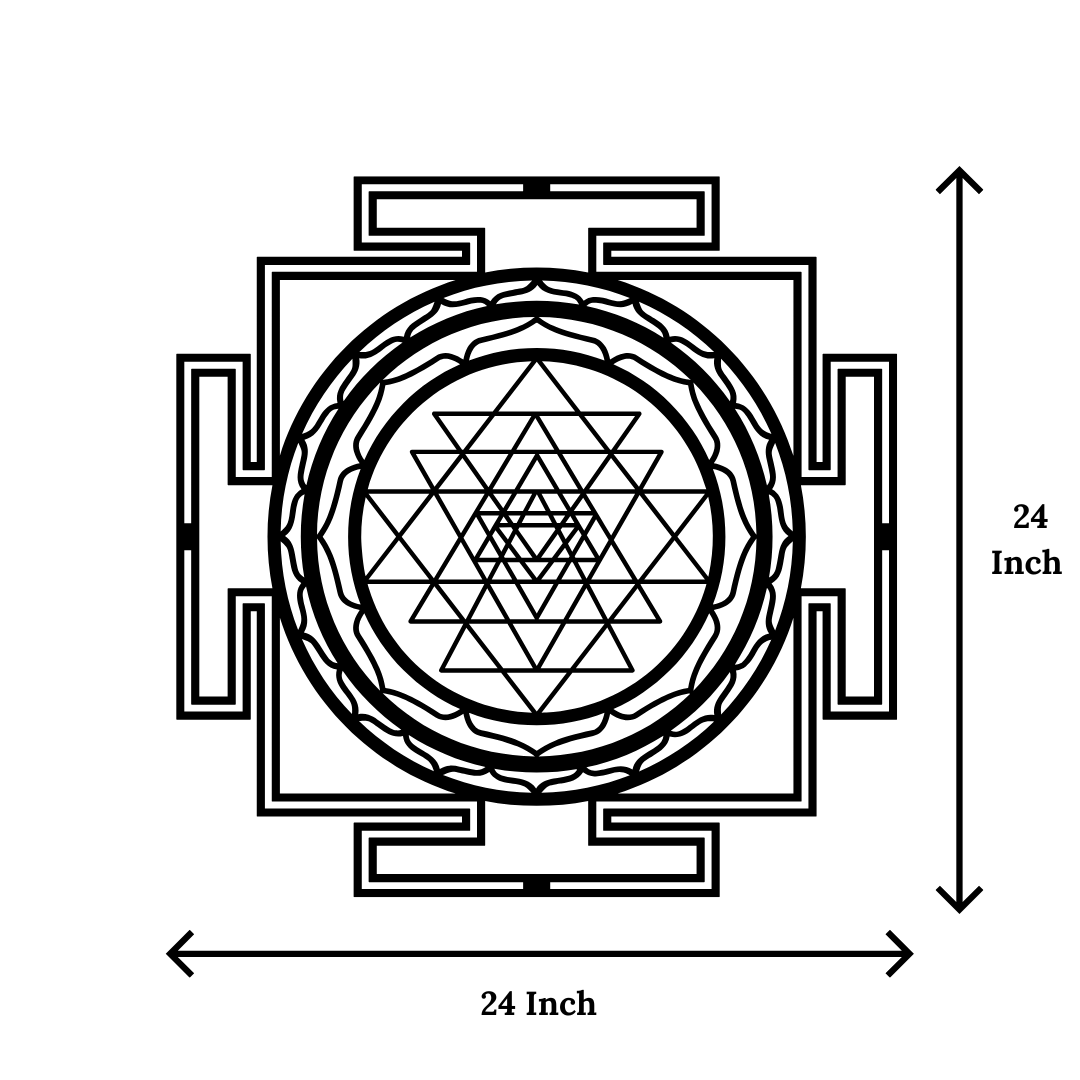 Artrooms Shri Yantra Metal Wall Art - Wall Decoration | Wall Hanging (24x24 inch) | Black Matte Finish