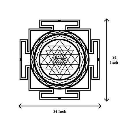 Artrooms Shri Yantra Metal Wall Art - Wall Decoration | Wall Hanging (24x24 inch) | Black Matte Finish