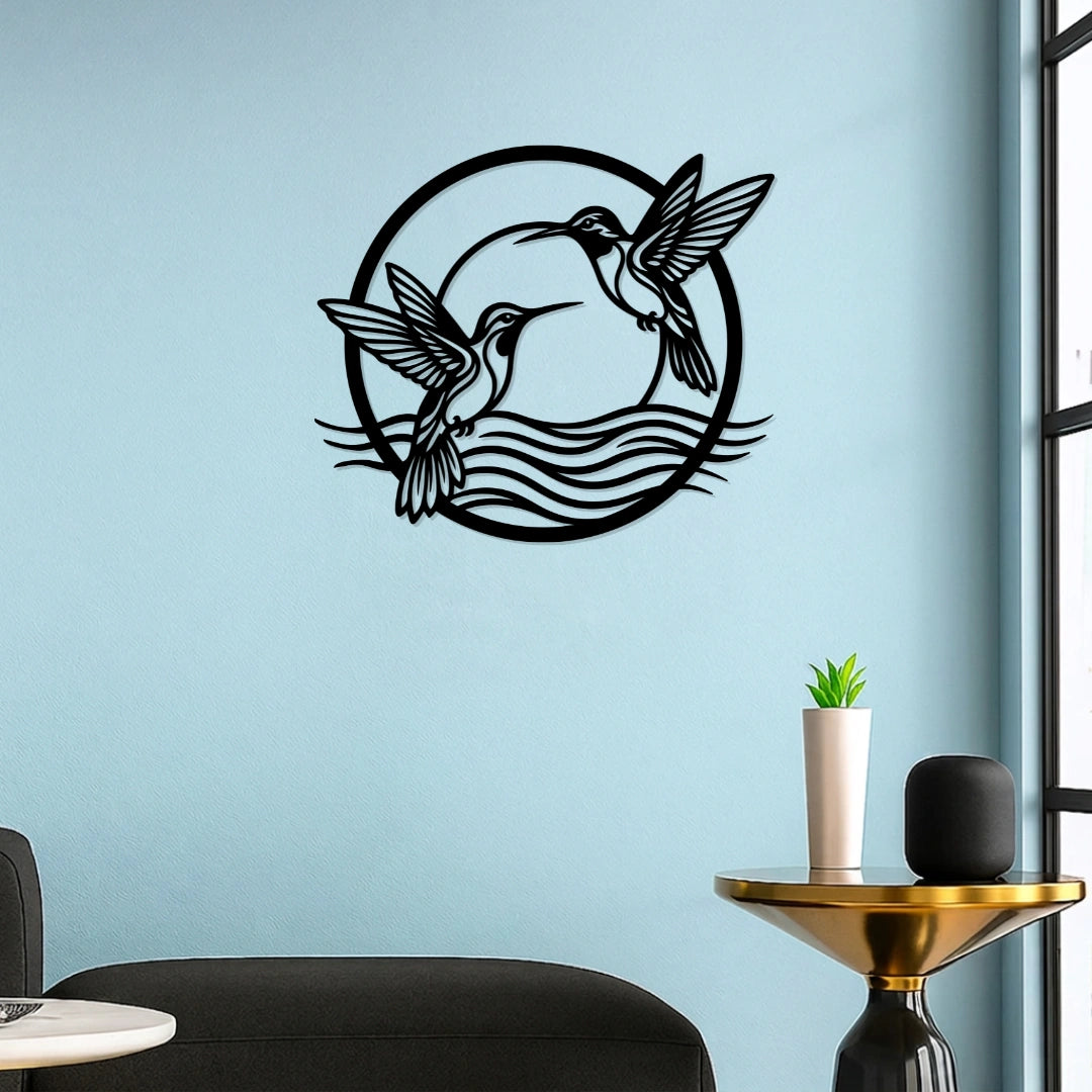 Hummingbird Round Metal Wall Art