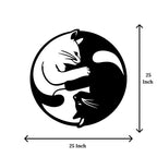 Artrooms Cats Metal Wall Art - Wall Decoration | Wall Hanging (24x24 inch) | Black Matte Finish